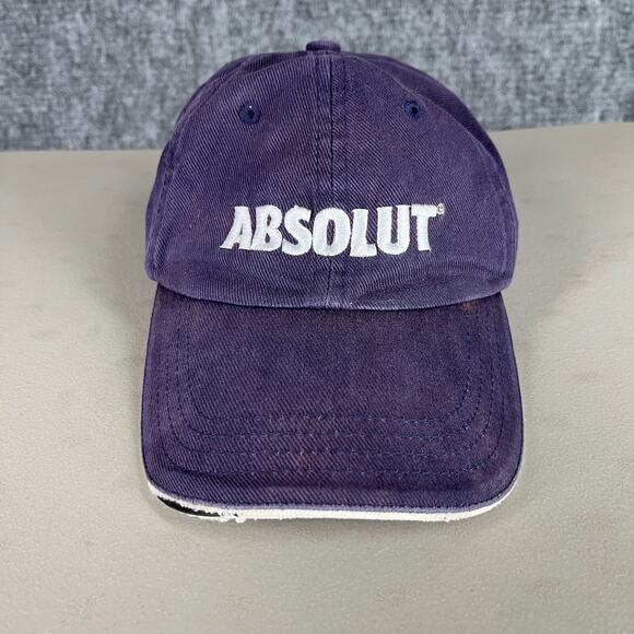 Absolut Vodka Hat Unisex Ball Cap Adjustable Strap‎ Distressed Worn Blue - Picture 1 of 7